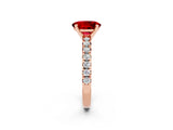 Rose gold Oval Cut Ruby Solitaire Pavé Engagement Ring with Round Band and Prong Setting_14