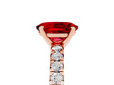 Rose gold Oval Cut Ruby Solitaire Pavé Engagement Ring with Round Band and Prong Setting_17