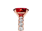 Rose gold Oval Cut Ruby Solitaire Pavé Engagement Ring with Round Band and Prong Setting_71