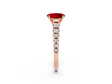Rose gold Oval Cut Ruby Solitaire Ring with Cathedral Setting and Pavé Band_2
