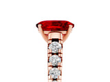 Rose gold Oval Cut Ruby Solitaire Ring with Cathedral Setting and Pavé Band_5