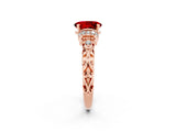 Rose gold Oval Cut Ruby Solitaire Ring with Filigree Band and Four-Prong Setting_38