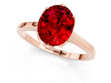 Rose gold Oval Cut Ruby Solitaire Ring with Flower Prong Setting and Classic Band_38