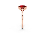 Rose gold Oval Cut Ruby Solitaire Ring with Flower Prong Setting and Classic Band_39