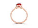 Rose gold Oval Cut Ruby Solitaire Ring with Flower Prong Setting and Classic Band_40