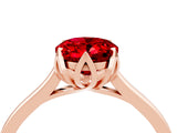 Rose gold Oval Cut Ruby Solitaire Ring with Flower Prong Setting and Classic Band_41