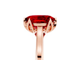Rose gold Oval Cut Ruby Solitaire Ring with Flower Prong Setting and Classic Band_42
