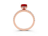 Rose gold Oval Cut Ruby Solitaire Ring with Pavé Band and Four-Prong Setting_27