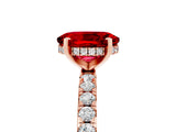 Rose gold Oval Cut Ruby Solitaire Ring with Pavé Band and Four-Prong Setting_29