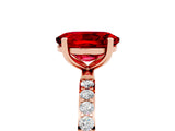 Rose gold Oval Cut Ruby Solitaire Ring with Pave Band and Four Prong Setting_29