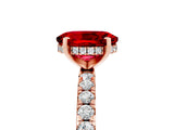Rose gold Oval Cut Ruby Solitaire Ring with Round  Pavé Band and Four-Prong Setting_49