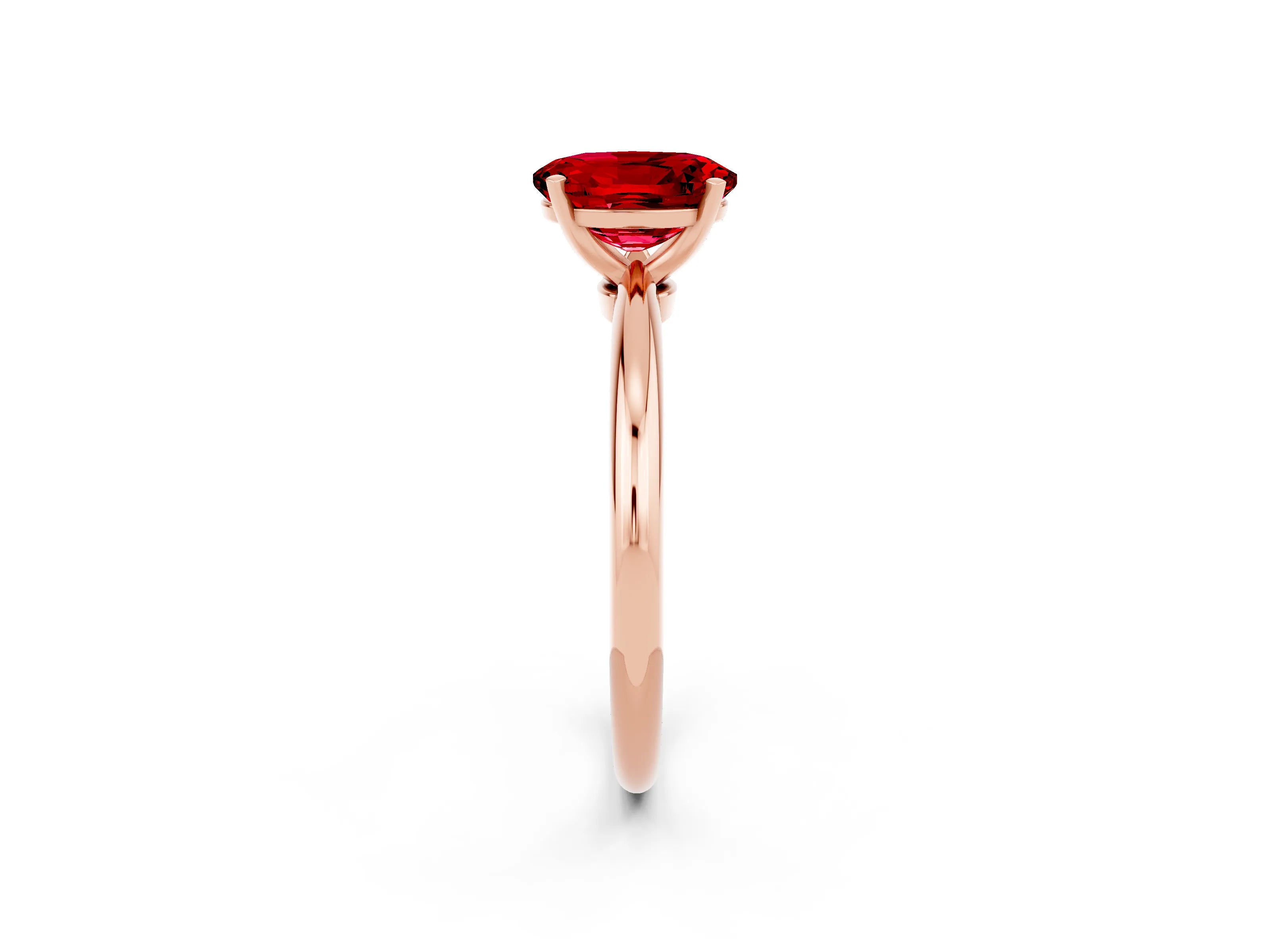 Rose gold Oval Cut Ruby Solitaire Ring with Six-Prong Setting and Classic Band_2