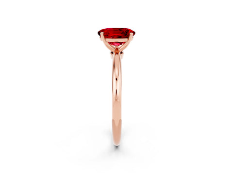 Rose gold Oval Cut Ruby Solitaire Ring with Six-Prong Setting and Classic Band_2