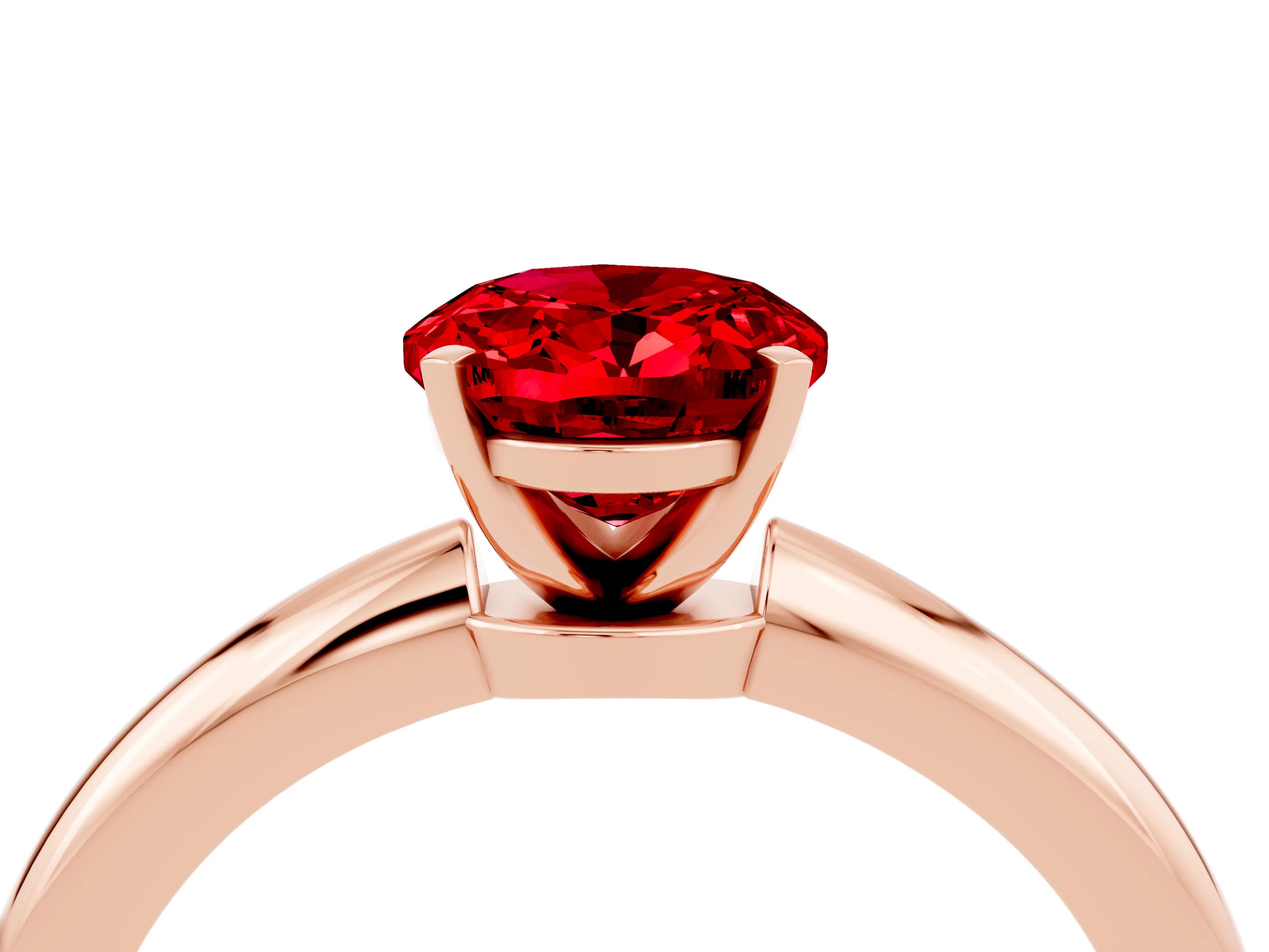 Rose gold Oval Cut Ruby Solitaire Ring with Six-Prong Setting and Classic Band_4