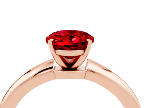 Rose gold Oval Cut Ruby Solitaire Ring with Six-Prong Setting and Classic Band_4