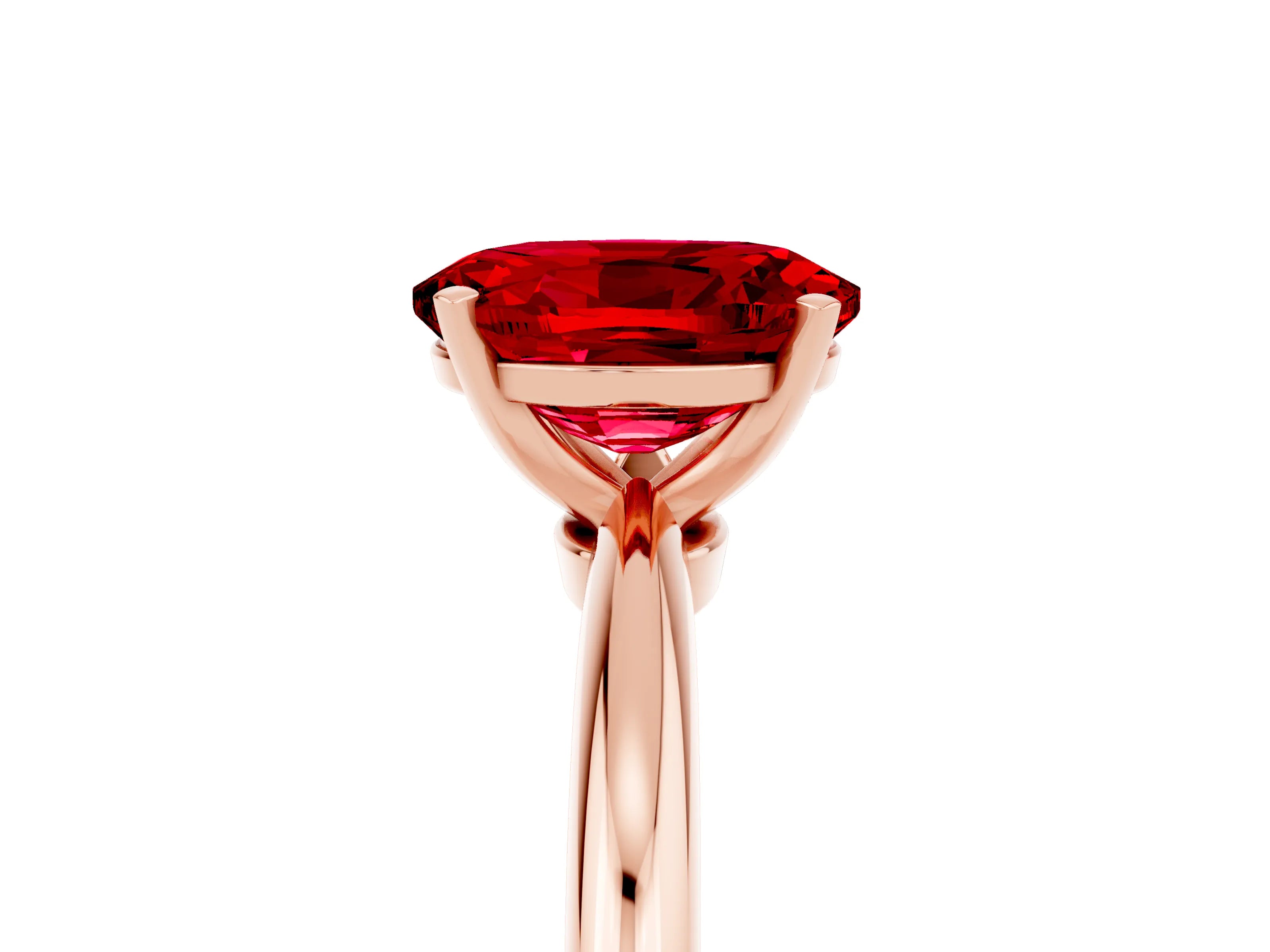 Rose gold Oval Cut Ruby Solitaire Ring with Six-Prong Setting and Classic Band_5