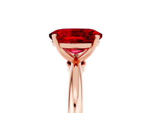 Rose gold Oval Cut Ruby Solitaire Ring with Six-Prong Setting and Classic Band_5