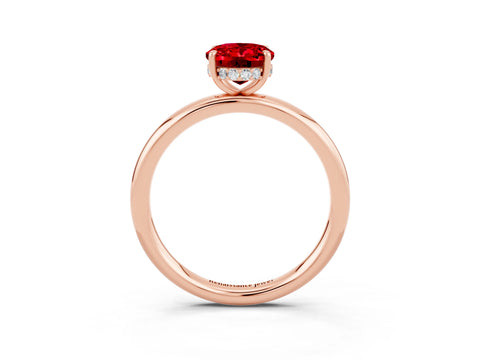 Rose gold Oval Cut Ruby Solitaire Ring with Thin Band and Four-Prong Setting_15