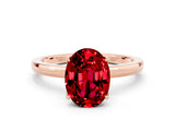 Rose gold Oval Cut Ruby Solitaire Ring with Thin Band and Prong Setting_12