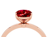 Rose gold Oval Cut Ruby Solitaire Ring with Thin Band and Prong Setting_16