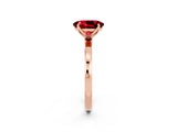 Rose gold Oval Cut Ruby Solitaire Ring with Thin Band and Prong Setting_26