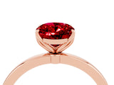 Rose gold Oval Cut Ruby Solitaire Ring with Thin Band and Prong Setting_28