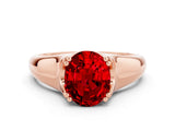 Rose gold Oval Cut Ruby Solitaire Ring with Wide Band and Prong Setting