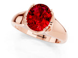 Rose gold Oval Cut Ruby Solitaire Ring with Wide Band and Prong Setting_1