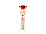 Rose gold Oval Cut Ruby Solitaire Ring with Wide Band and Prong Setting_2