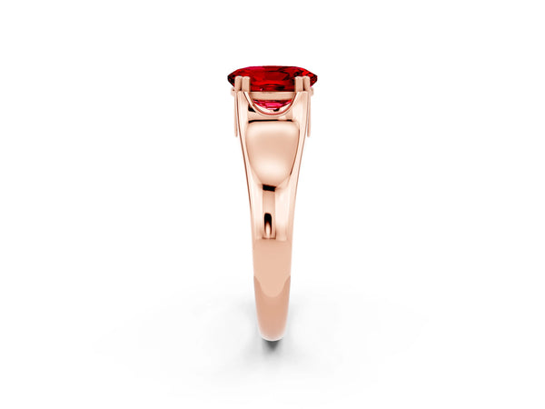 Rose gold Oval Cut Ruby Solitaire Ring with Wide Band and Prong Setting