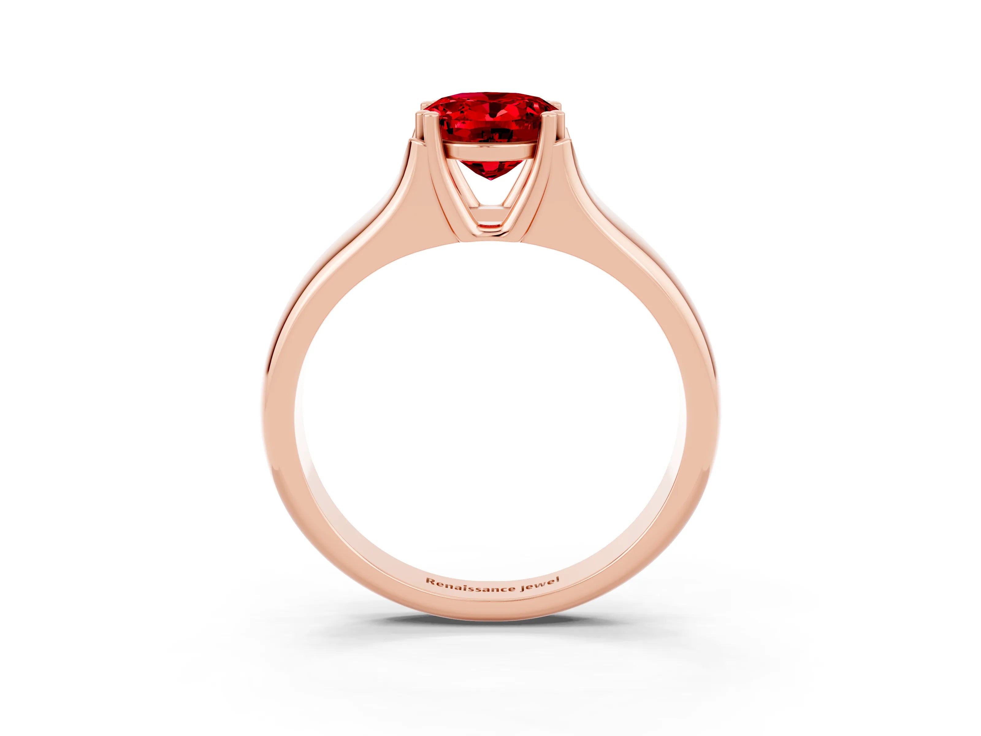 Rose gold Oval Cut Ruby Solitaire Ring with Wide Band and Prong Setting_3