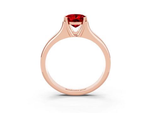 Rose gold Oval Cut Ruby Solitaire Ring with Wide Band and Prong Setting_3