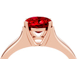 Rose gold Oval Cut Ruby Solitaire Ring with Wide Band and Prong Setting_4