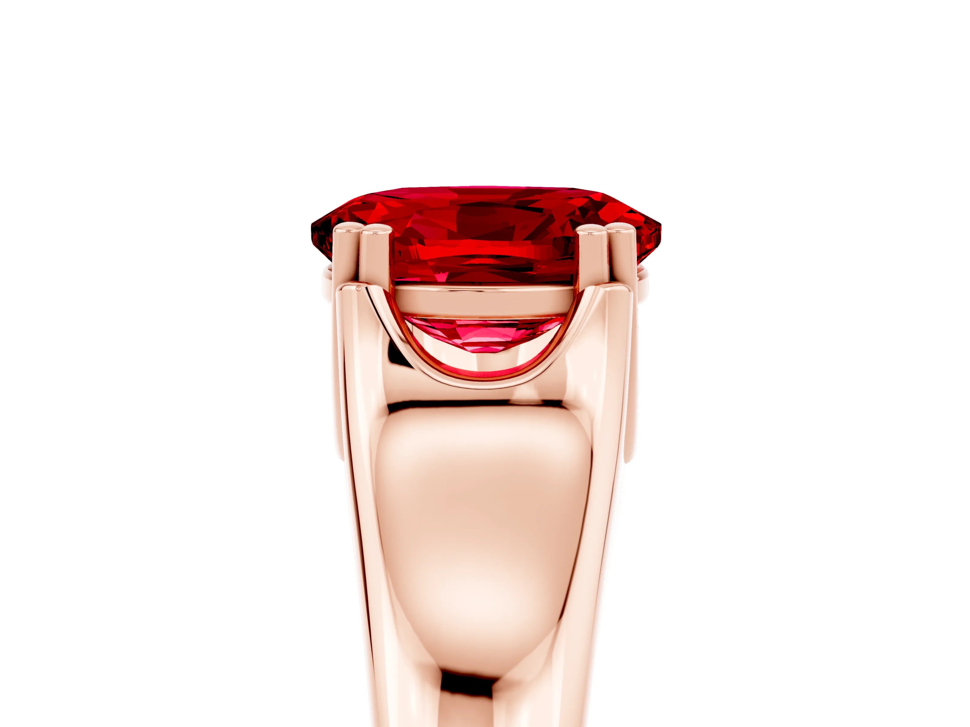 Rose gold Oval Cut Ruby Solitaire Ring with Wide Band and Prong Setting_5