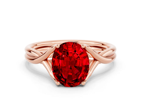 Rose gold Oval Cut Ruby Solitaire Twist Band Prong Setting Ring_42