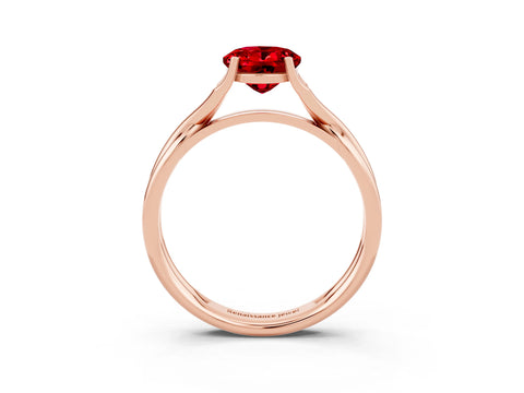 Rose gold Oval Cut Ruby Solitaire Twist Band Prong Setting Ring_45