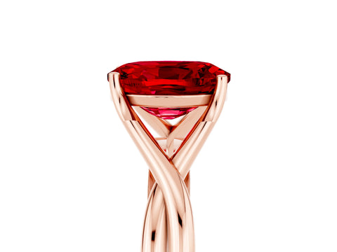 Rose gold Oval Cut Ruby Solitaire Twist Band Prong Setting Ring_47
