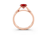 Rose gold Oval Cut Ruby Solitaire Twist Band Prong Setting Ring_57