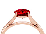 Rose gold Oval Cut Ruby Solitaire Twist Band Prong Setting Ring_58