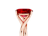Rose gold Oval Cut Ruby Solitaire Twist Band Prong Setting Ring_59