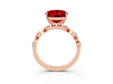Rose gold Oval Cut Ruby Solitaire Twisted Band with Round  Accents and Prong Setting_15