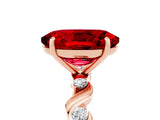 Rose gold Oval Cut Ruby Solitaire Twisted Band with Round  Accents and Prong Setting_17