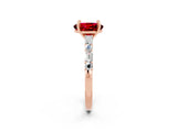 Rose gold Oval Cut Ruby Solitaire with Side Baguettes and Channel Set Band_2