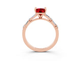 Rose gold Oval Cut Ruby Solitaire with Side Baguettes and Channel Set Band_3