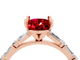 Rose gold Oval Cut Ruby Solitaire with Side Baguettes and Channel Set Band_4