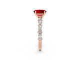 Rose gold Oval Cut Ruby Solitaire with Side Stones, Pave Band, Four-Prong Setting_38