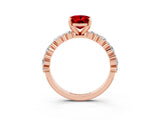 Rose gold Oval Cut Ruby Solitaire with Side Stones, Pave Band, Four-Prong Setting_39