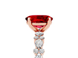 Rose gold Oval Cut Ruby Solitaire with Side Stones, Pave Band, Four-Prong Setting_41