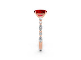 Rose gold Oval Cut Ruby Solitaire with Side Stones on a Pavé Band and Four-Prong Setting_2