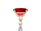 Rose gold Oval Cut Ruby Solitaire with Side Stones on a Pavé Band and Four-Prong Setting_5